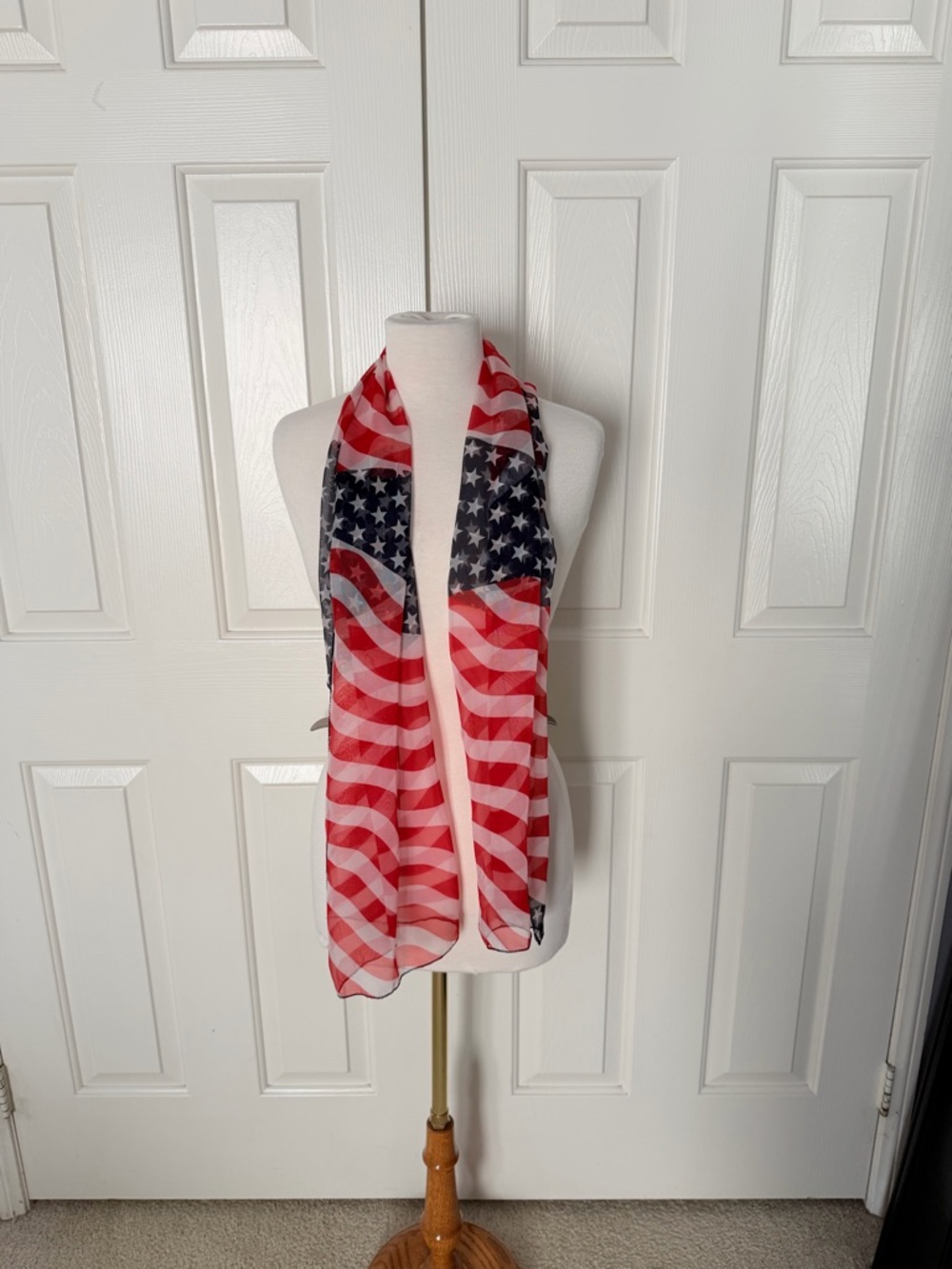 American Flag Sheer Scarf - Red, White & Blue